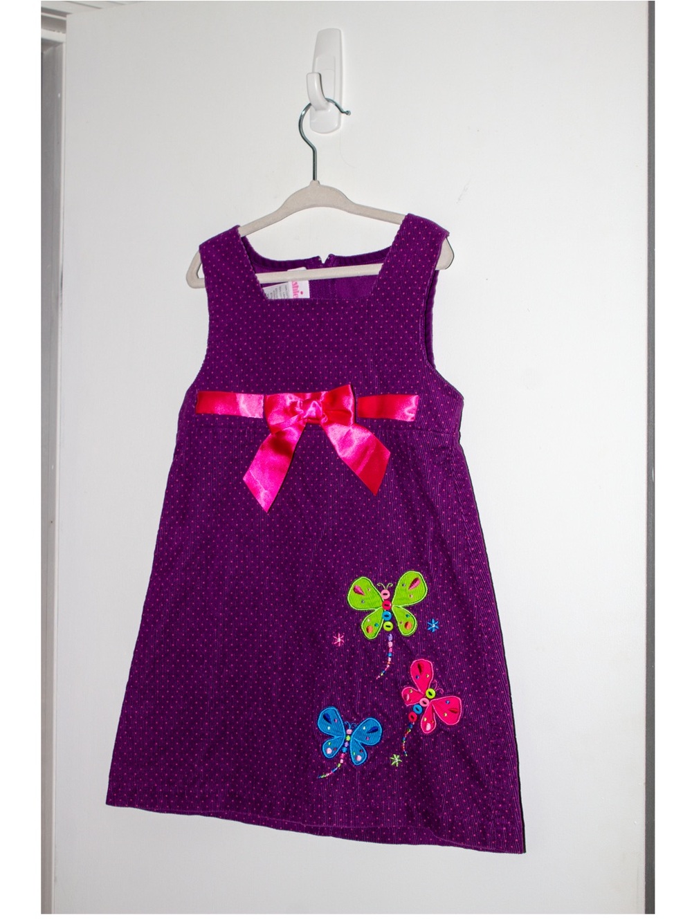Ashley Ann Purple A-Line Dress with Pink Satin Bow